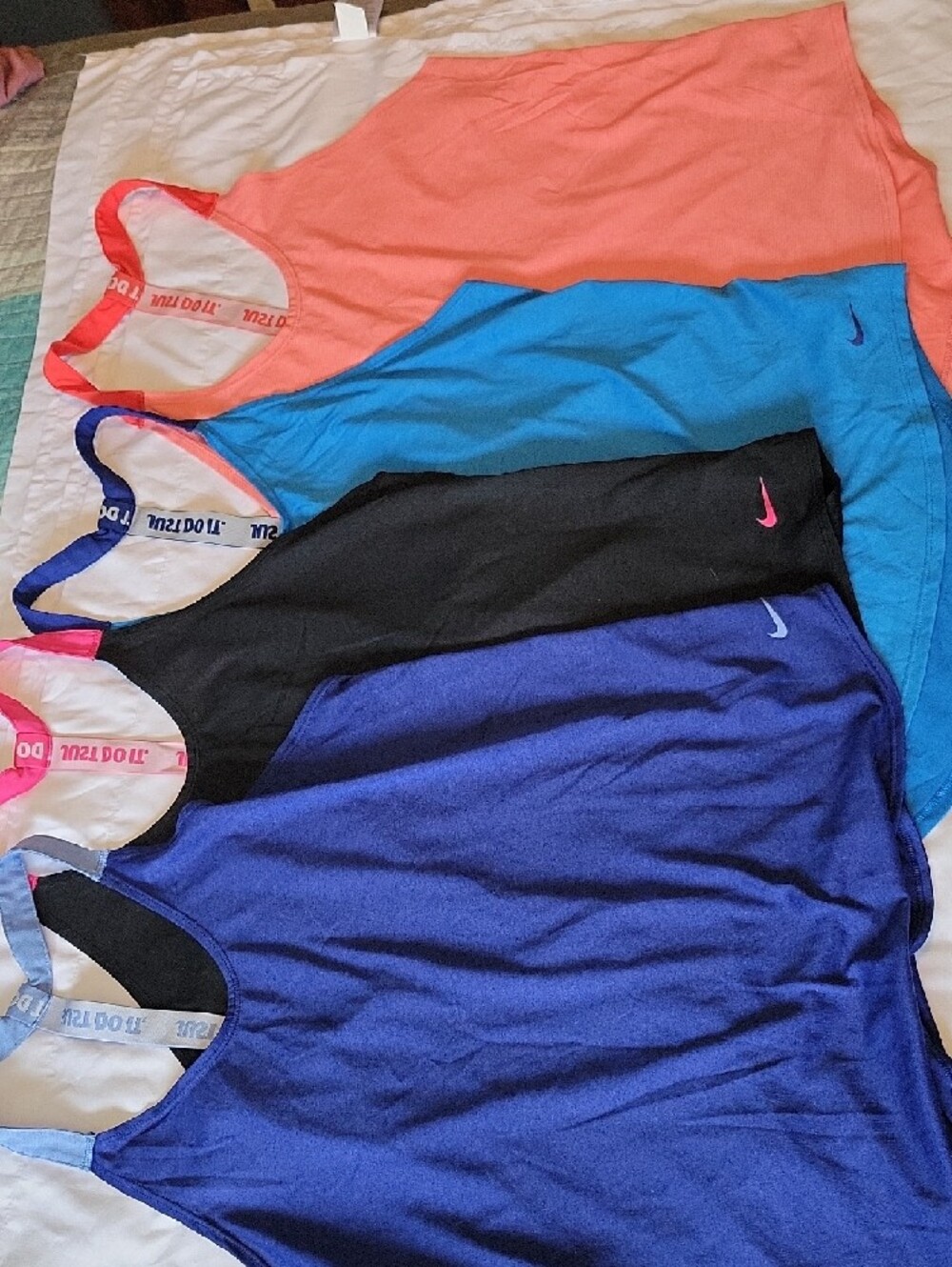 Mixed Color Racerback Tank Tops - Pink, Coral, Blue, Black - Picture 2 of 5